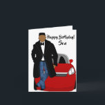 African American Son Black Coat Birthday Card<br><div class="desc">This cool Birthday Day card features an African American male with a black coat,  jeans,  and a tie.  Send a card out to your son that's relatable and expresses your message the way you intended.</div>
