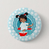 African American Spa Girl Bubbles Turquoise Red