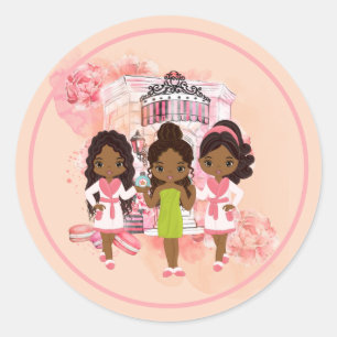African American Spa Party Classic Round Sticker