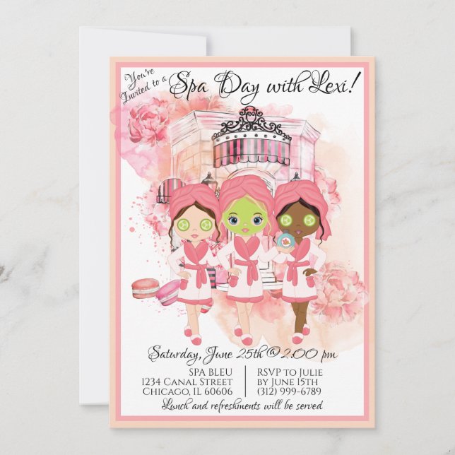 African American Spa Party Invitation (Front)