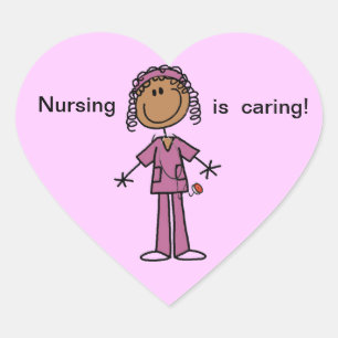 African American Stick Figure Nurse Heart Sticker