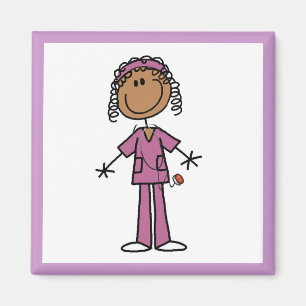 African American Stick Figure Nurse Magnet