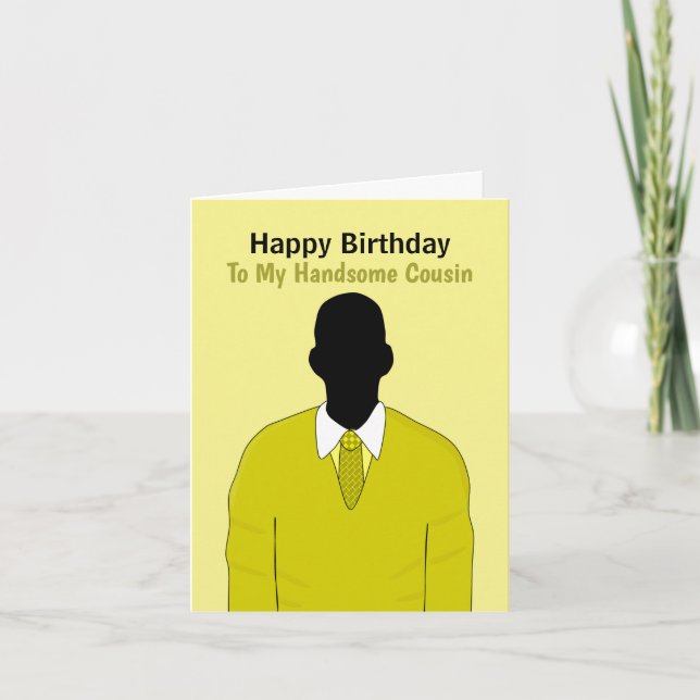 African American Suit & Tie Happy Birthday Cousin Card (Front)