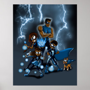 African American Superhero Family Poster