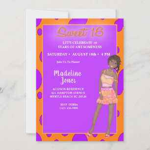 African American Sweet 16 Party Invitations