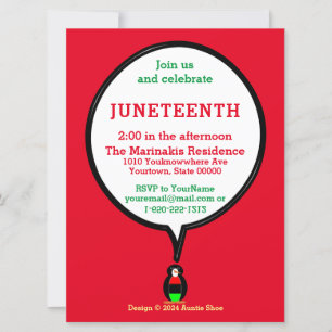 African American Talking Ms. Penguin Juneteenth Invitation