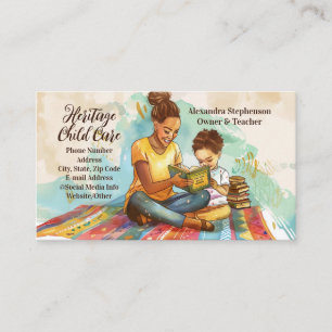 African-American Teacher Babysitter Childcare Business Card