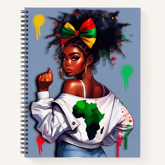 African=American Teen Celebrating Her Heritage Notebook (Front)