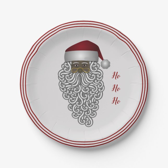 African American Traditional Santa Claus Paper Plate (Front)