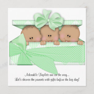 African American Triplet Baby Shower Invitation