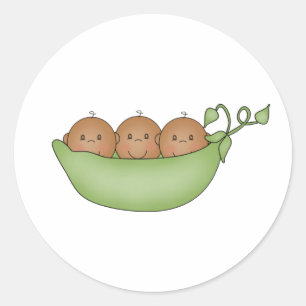 African American Triplets in Pea Pod Classic Round Sticker