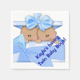 African American Twin Boy Baby Shower Paper Napkin