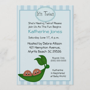 African American Twin  Boys Baby Shower Invites