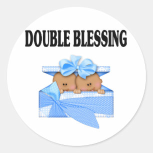 African American Twin Boys  Double Blessing Classic Round Sticker