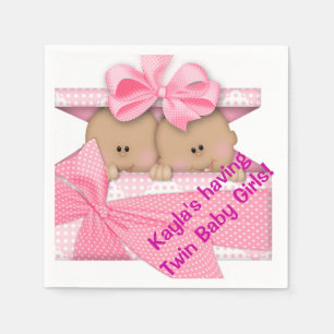 African American Twin Girl Baby Shower Napkin