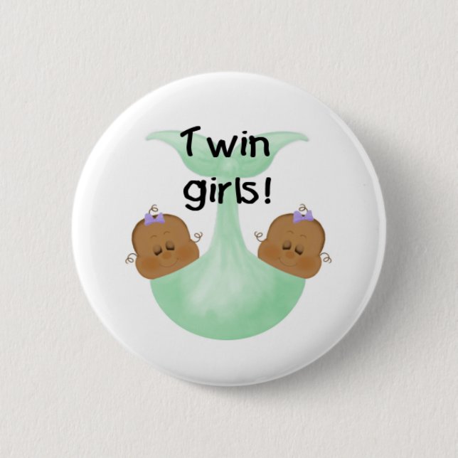 African American Twin Girls 6 Cm Round Badge (Front)