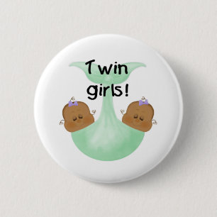 African American Twin Girls 6 Cm Round Badge