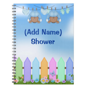 African American Twins Baby Shower Book