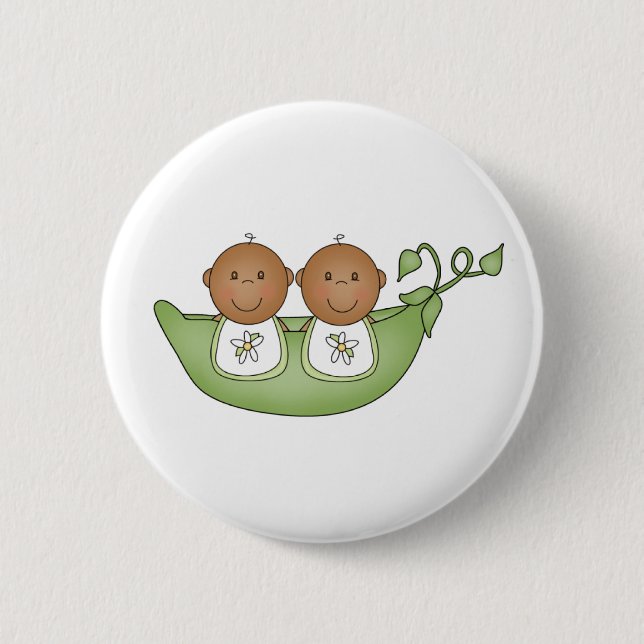 African American Twins in Pea Pod 6 Cm Round Badge (Front)
