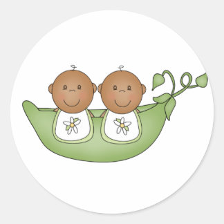 African American Twins in Pea Pod Classic Round Sticker