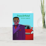 African American Uncle Suit, Tie, Birthday Card<br><div class="desc">This cool birthday card features an African American male posing in front of a red sports car.  Send a card to your brother that's relatable and expresses your message the way you intended.</div>