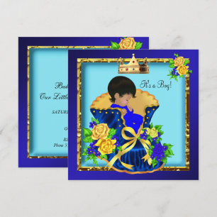 African American Vintage Baby Shower Prince Boy Invitation