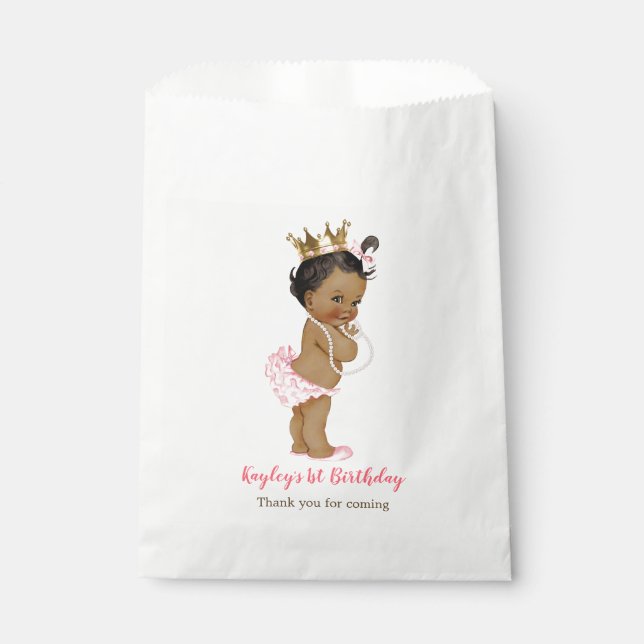 African American Vintage Princess 1st Birthday Favour Bags (Front)