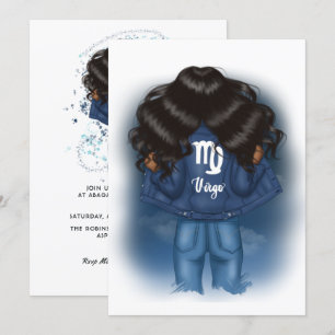 African American Virgo Sign Birthday Party Invitation