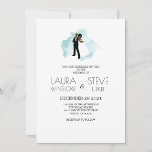 African American Watercolor Splash Invitation