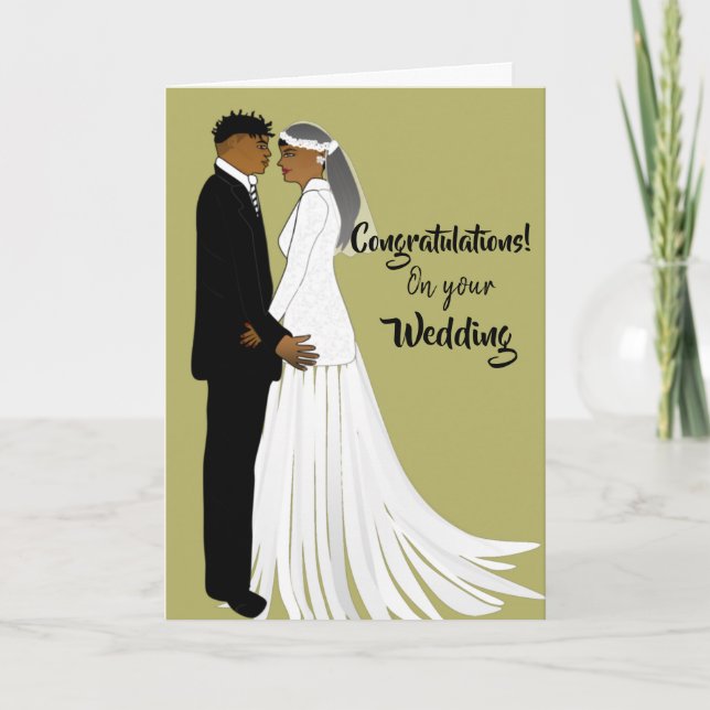 African American Wedding Congratulations Card (Front)