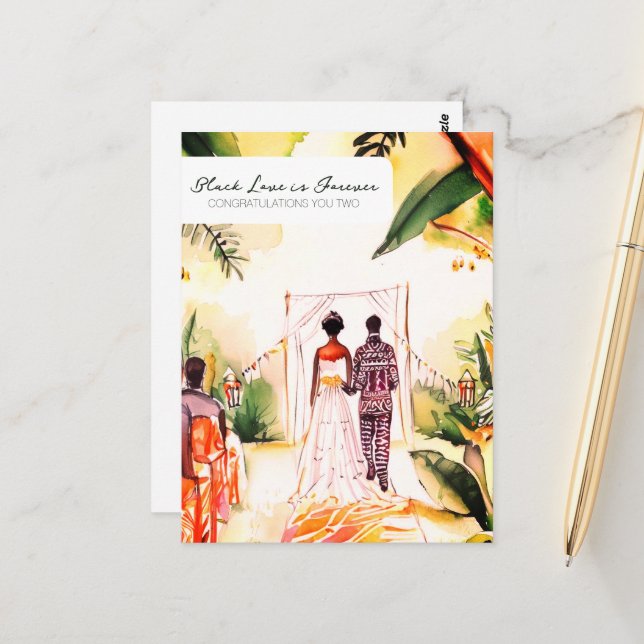 African American Wedding Postcard (Front/Back In Situ)