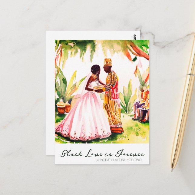 African American Wedding Postcard (Front/Back In Situ)