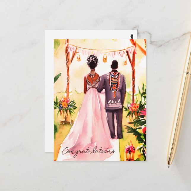 African American Wedding Postcard (Front/Back In Situ)