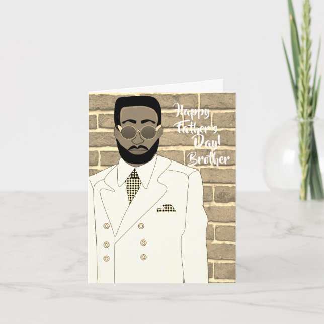 African American White Suit Brother Father's Day  Card (Front)