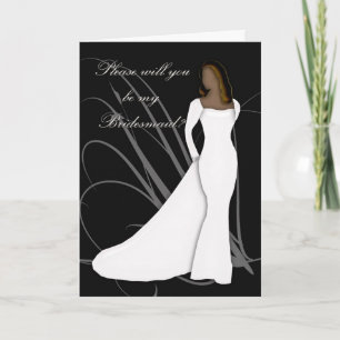 African American Will you be my bridesmaid black a Invitation