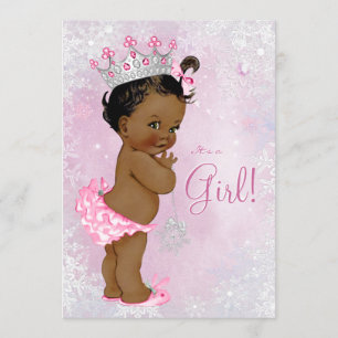 African American Winter Wonderland Baby Shower Invitation