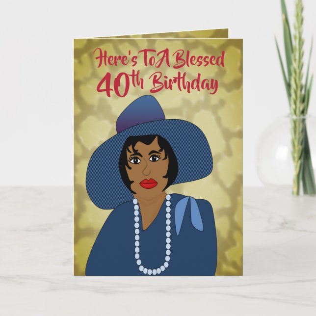 African American Woman 40th Trendy Birthday Card (Front)