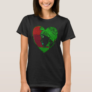 African American Woman Afro Mosaic Art Heart T-Shirt