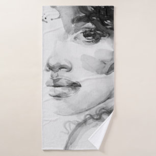 african american woman. beauty fashion illustratio bath towel