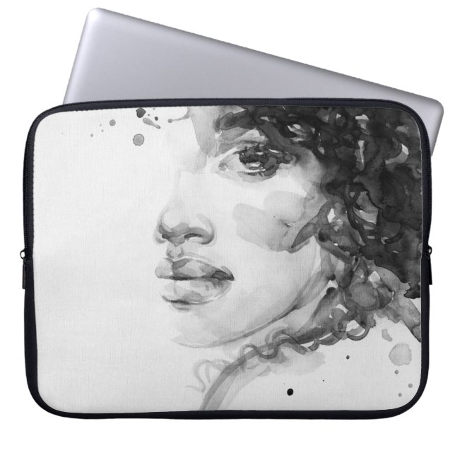 african american woman. beauty fashion illustratio laptop sleeve (Front)