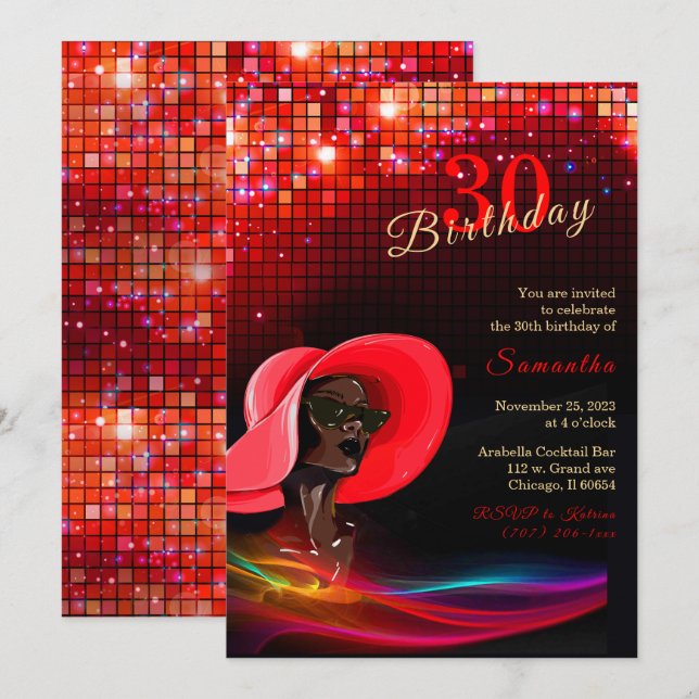 African American Woman Birthday Invitation (Front/Back)