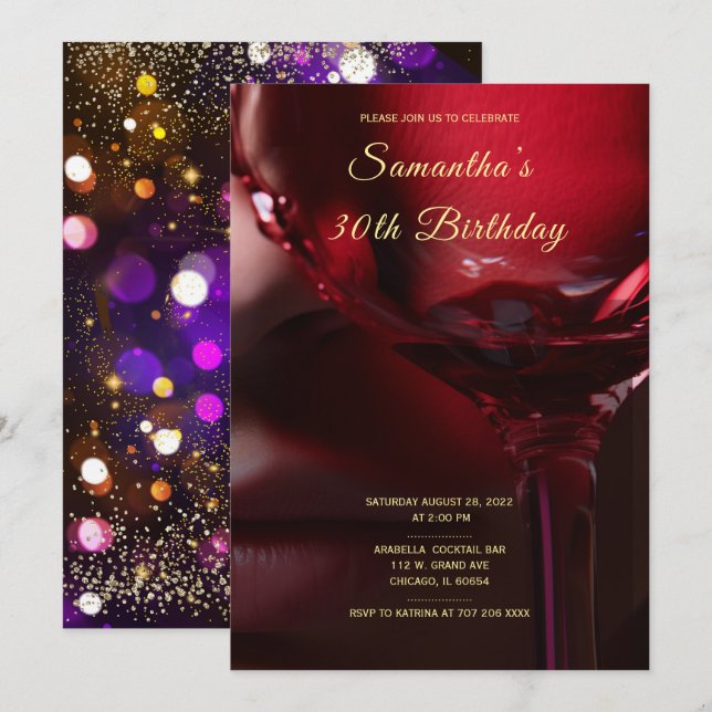 African American Woman Birthday Invitations (Front/Back)