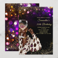 African American Woman Birthday Invitations