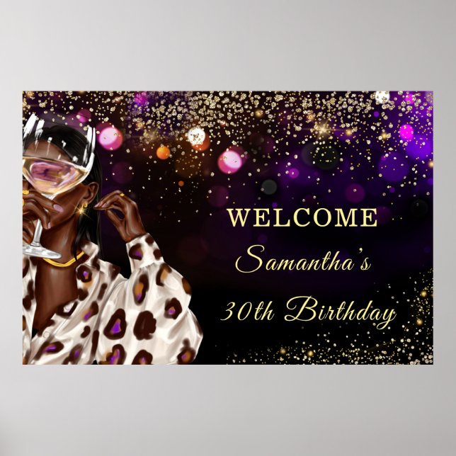 African American Woman Birthday Sign (Front)