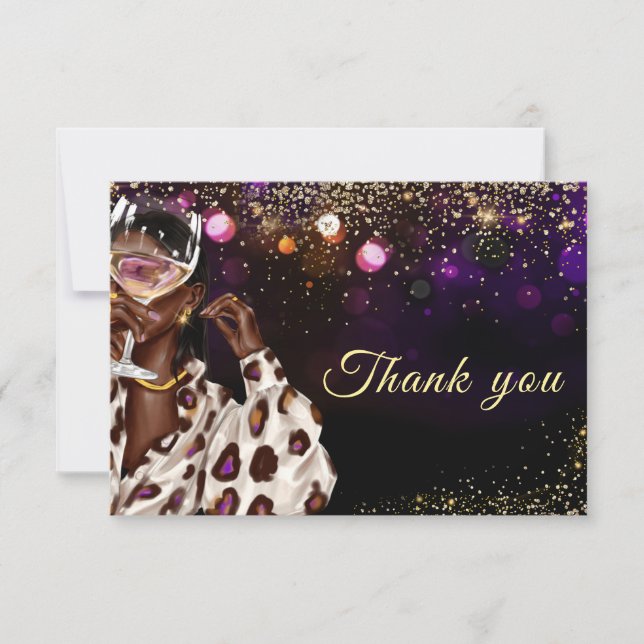 African American Woman Birthday Thank You Card (Front)
