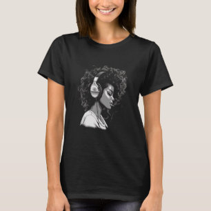 African American Woman Black Girl Headphones Art G T-Shirt