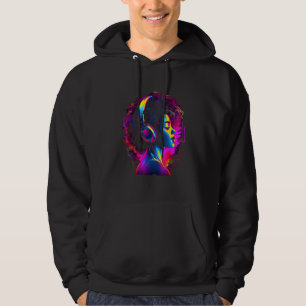 African American Woman Black Girl Headphones Graph Hoodie