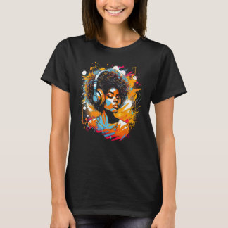 African American Woman Black Girl Music Graffiti G T-Shirt