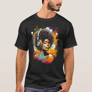 African American Woman Black Girl Music Graffiti G T-Shirt