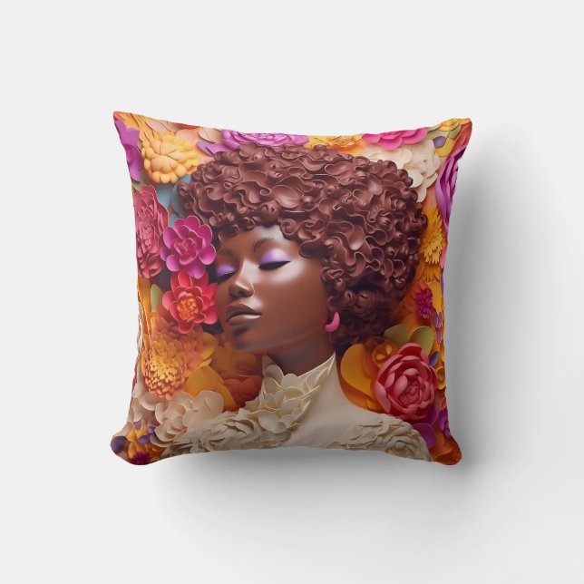 African American Woman Black Queen Melanin Poppin  Cushion (Front)
